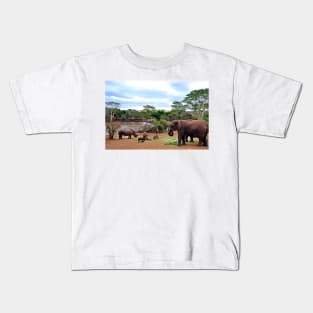 African Elephant White Rhinoceros South Africa Kids T-Shirt